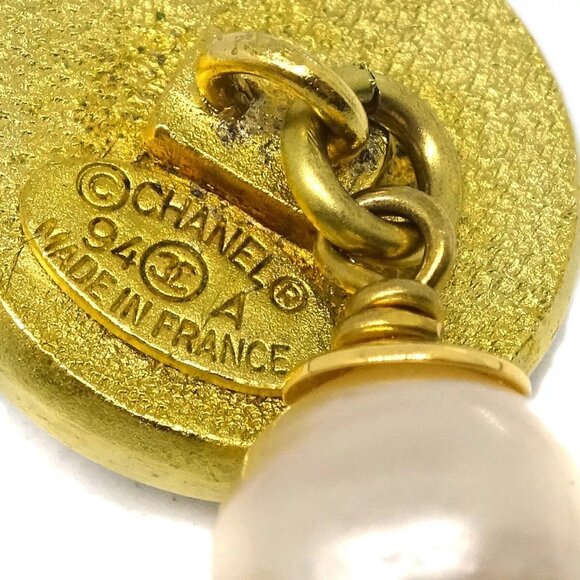 Chanel Cuffs Button Artificial Pearl Gold 94A Small Good 171625 - Picture 6 of 6